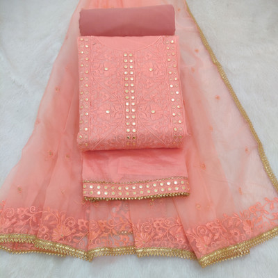 Tavas Cotton Blend Embroidered Salwar Suit Material