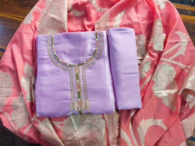 Laxmiclothworld Silk Blend Solid Salwar Suit Material
