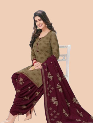 ALSHOP Crepe Self Design Salwar Suit Material