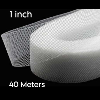 ARKID 1inch Braid / Boning Can can Net Strip / Trim Boutique Fabric patti 40 Meters 1 Lace Reel(Pack of 1)
