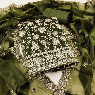 BlissFlair Georgette Embroidered Kurta Fabric