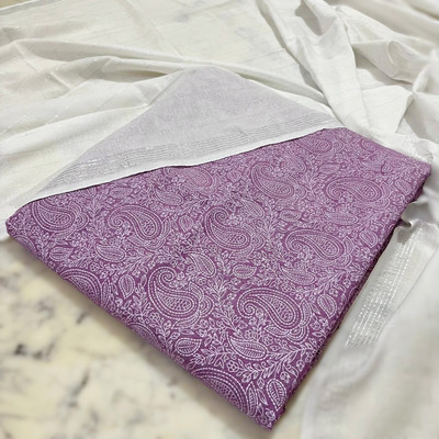 BUSHI Cotton Blend Embroidered Salwar Suit Material