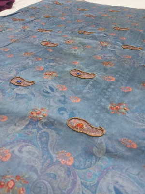 SATKAAR FASHIONS Silk Blend Printed Multipurpose Running Fabric