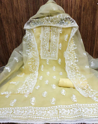 M FASHION Organza Embroidered Salwar Suit Material