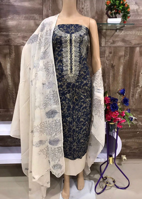 Jenisha Pure Cotton Embroidered, Printed Salwar Suit Material