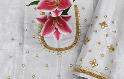 Khusi Fashion Silk Blend Embellished Blouse Material