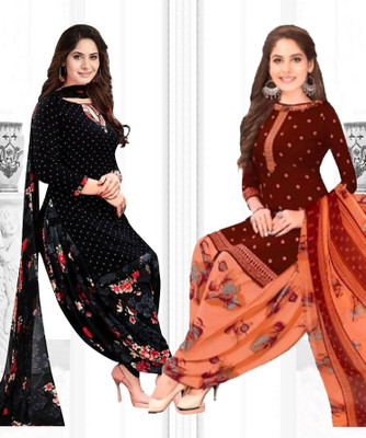 ANJAVI FASHION Crepe Self Design Salwar Suit Material