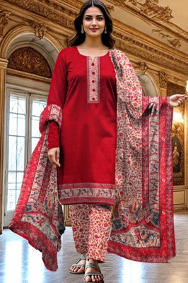 GC80 BY GAURI COLLECTION Wool Embroidered, Printed Salwar Suit Material