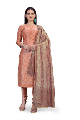 HERE&NOW Chanderi Printed Salwar Suit Material