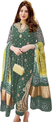 KAPANKU Georgette Embroidered Salwar Suit Material