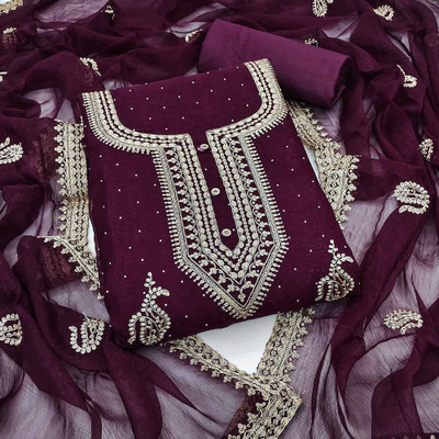 Peachmode Georgette Embroidered Salwar Suit Material