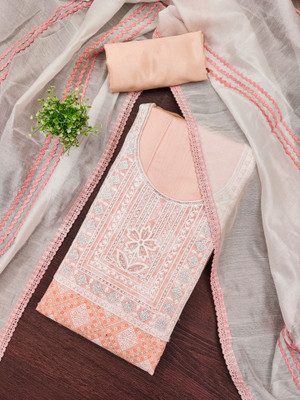 ShopGlobal Chiffon Embroidered Salwar Suit Material