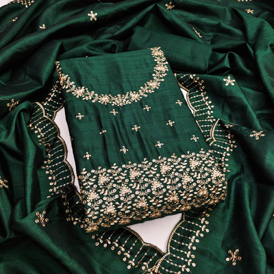 Saware Cotton Silk Embroidered Salwar Suit Material