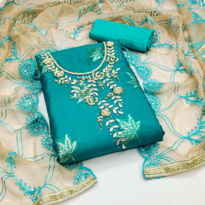 Blissta Organza Embellished Salwar Suit Material