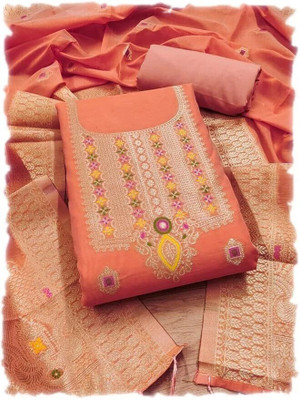 MAPRI Chanderi Embroidered Salwar Suit Material