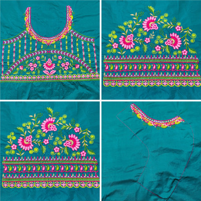 RAJVILASH Cotton Silk Embroidered Blouse Material