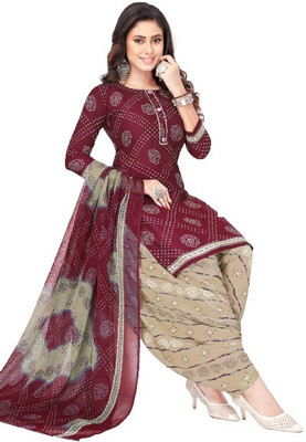 SHREE JEENMATA COLLECTION Crepe Printed Kurta & Patiyala Material