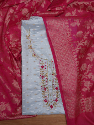Jaipur Kurti Silk Blend Embellished Salwar Suit Material