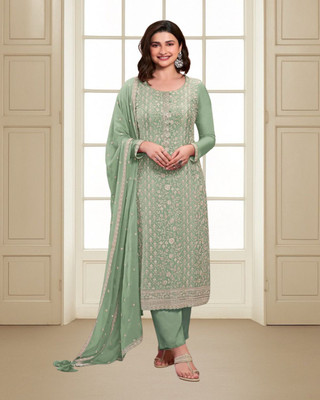 Dealbazaars Corporation Silk Blend Embroidered, Embellished, Self Design Salwar Suit Material