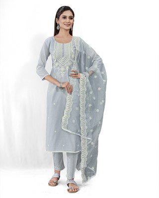 Tavas Chanderi Embroidered Salwar Suit Material