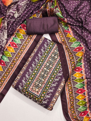 Divastri Silk Blend Embellished, Printed Salwar Suit Material