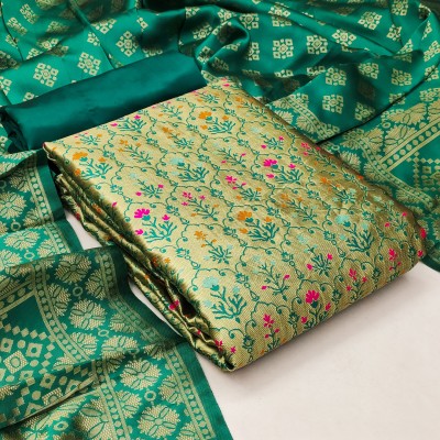 magicthreads Cotton Silk Embellished, Floral Print Salwar Suit Material
