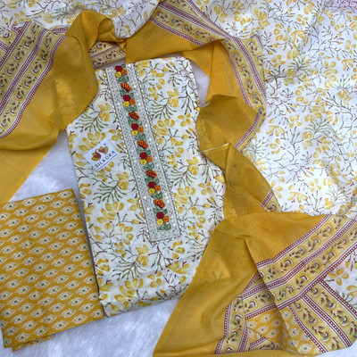 krishna boutique Pure Cotton Printed Salwar Suit Material