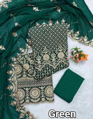 LADYPOTION Georgette Embroidered Salwar Suit Material