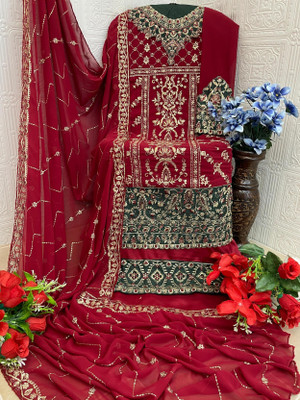 ANAMSA Georgette Embroidered Salwar Suit Material