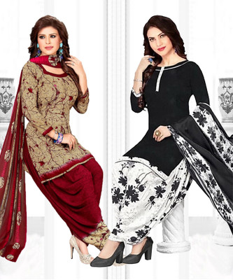 Caoimhe Crepe Solid, Printed Salwar Suit Material