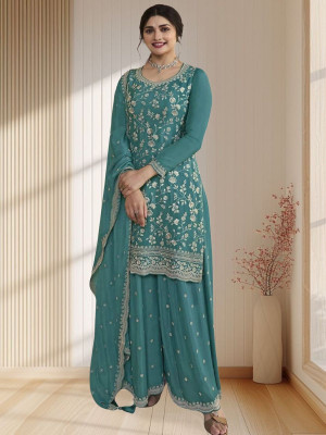 Amit Georgette Dyed, Embroidered, Embellished, Self Design Salwar Suit Material