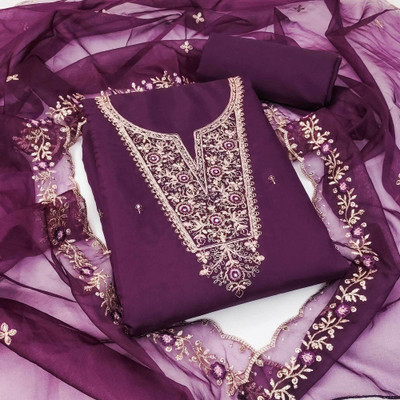 Peachmode Viscose Rayon Embroidered Salwar Suit Material