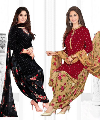 HouseOfCommon Crepe Solid, Floral Print, Printed, Geometric Print Salwar Suit Material
