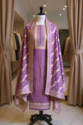 Hiti Creations Silk Blend Embroidered Salwar Suit Material