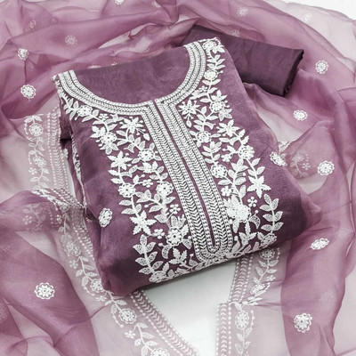 Fasdest Organza Embroidered Salwar Suit Material