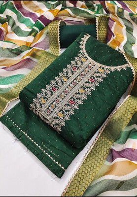 Tavas Chanderi Embroidered Salwar Suit Material