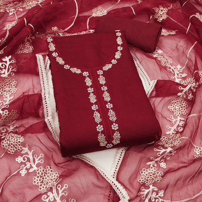 HERE&NOW Cotton Silk Embroidered Salwar Suit Material
