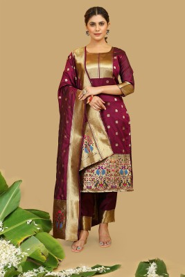 MOGHIBA CLOTHING Pure Silk Self Design Salwar Suit Material