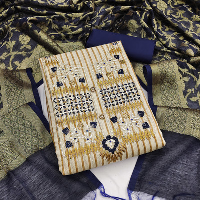 manvaa Cotton Silk Embroidered Salwar Suit Material