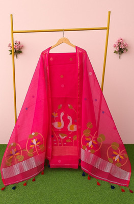 Uniquefashion Muslin Embroidered, Self Design, Chevron/Zig Zag Kurta & Churidar Material