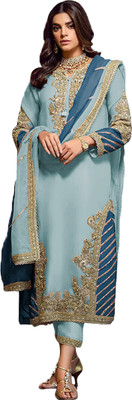 VIBHULEHENGA Georgette Embroidered Salwar Suit Material