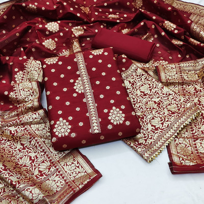 rang rani textiles Chanderi Embroidered Salwar Suit Material