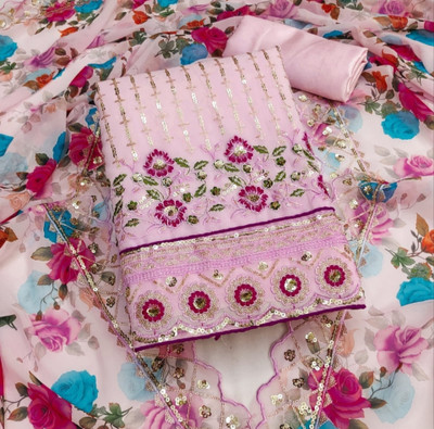 NEWHLSILKMILLS Pure Cotton Embroidered Salwar Suit Material
