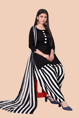 AYKA CLOTHINGS Crepe Floral Print Kurta & Patiyala Material