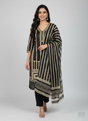 Ananya Attire Cotton Blend Floral Print Kurta & Palazzo Material