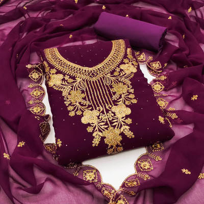 Peachmode Georgette Embroidered Salwar Suit Material
