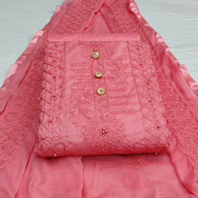 ALL IN ONE Cotton Blend Embroidered Kurta & Churidar Material