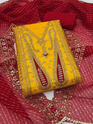 Mahakal Tex Chanderi Embroidered Salwar Suit Material
