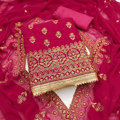 HERE&NOW Georgette Embroidered Salwar Suit Material