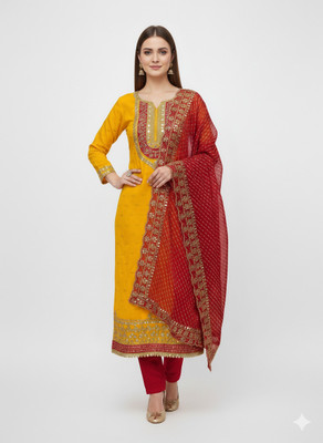 RAJWADI FASHION Chanderi Embroidered Kurta & Churidar Material